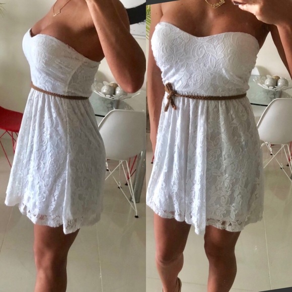 magnolia blossom white lace skater dress